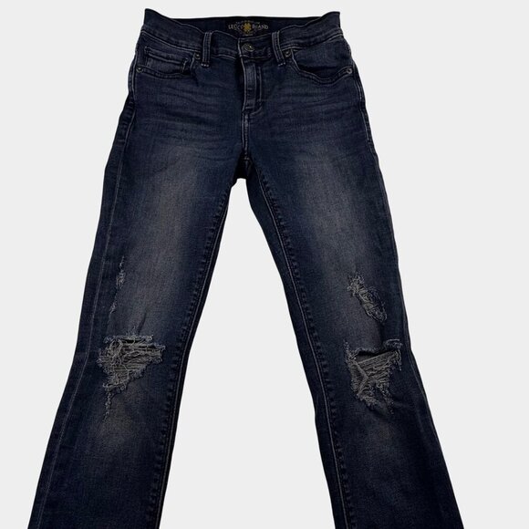 Lucky Brand Womens Distressed Jeans 00/24 Dark Wash Frayed Hem Brooke Legging - Picture 2 of 10